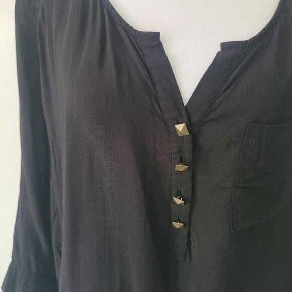 Torrid Size 2 Sheer Popover Bronze Stud Blouse lightweight v-neck chiffon glam - Picture 2 of 9